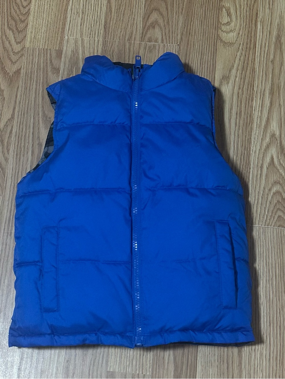 Faded Glory Reversible Royal Blue/Camouflage Puffer Vest - Sleeveless Jacket -5T